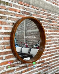 miror Dressing Table Set With A Round Mirror And A Teak Chair