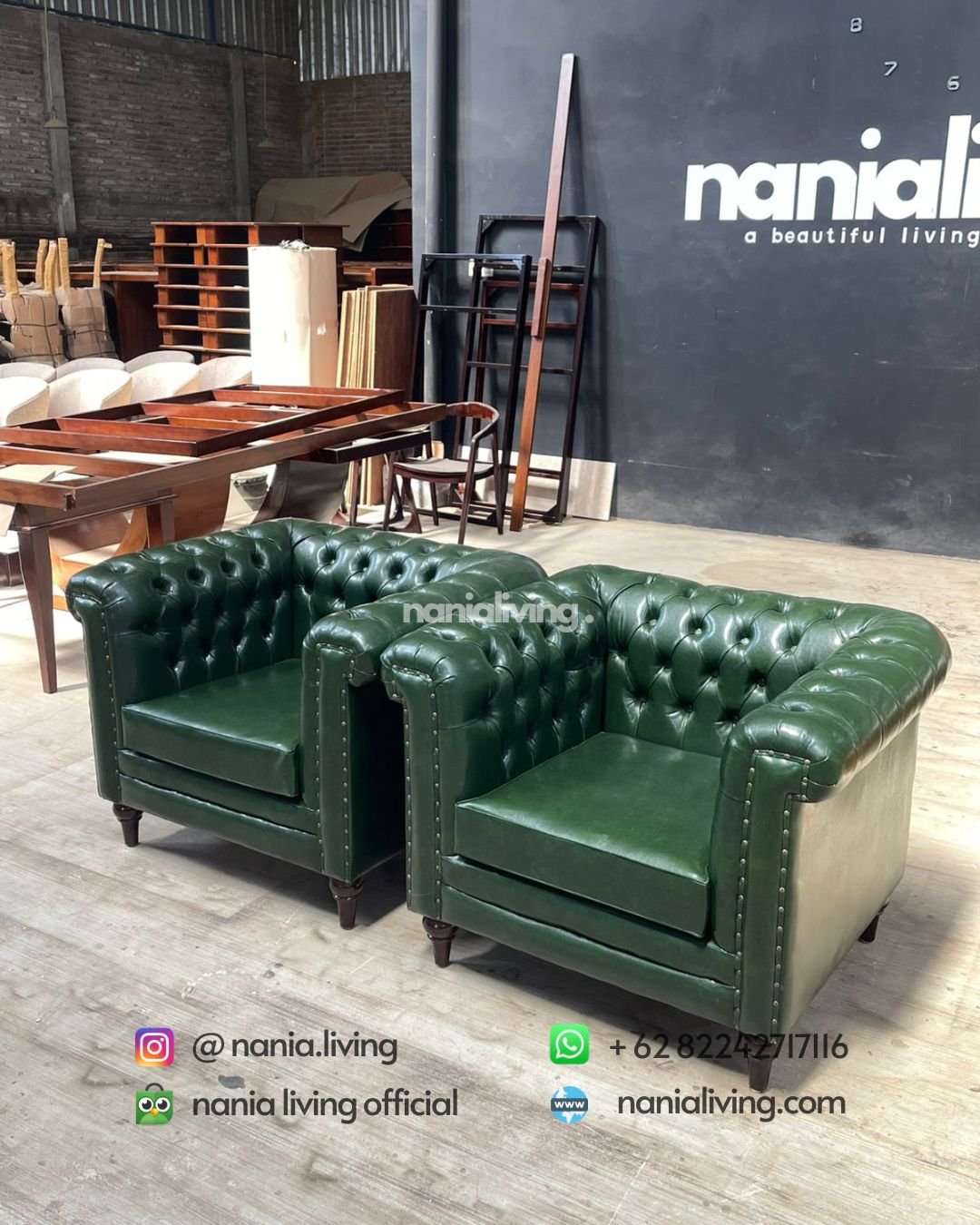 Green Single Chesterfield Sofa (1) nania living
