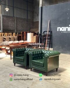 side Green Single Chesterfield Sofa