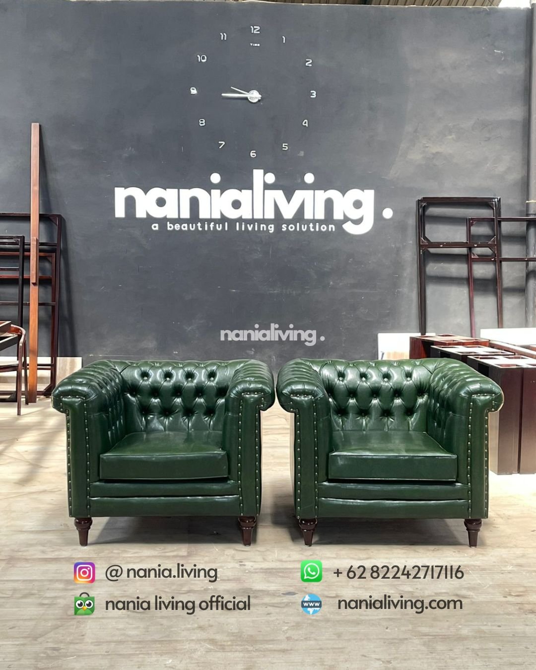 Green Single Chesterfield Sofa (5) cv nania bintang utama