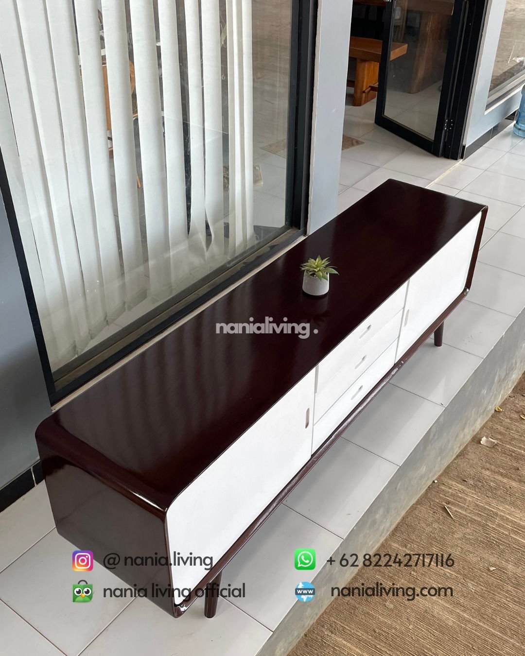 top Natural Teak Display Cabinet