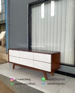 Minimalist Retro Teak Sideboard With 6 Drawers