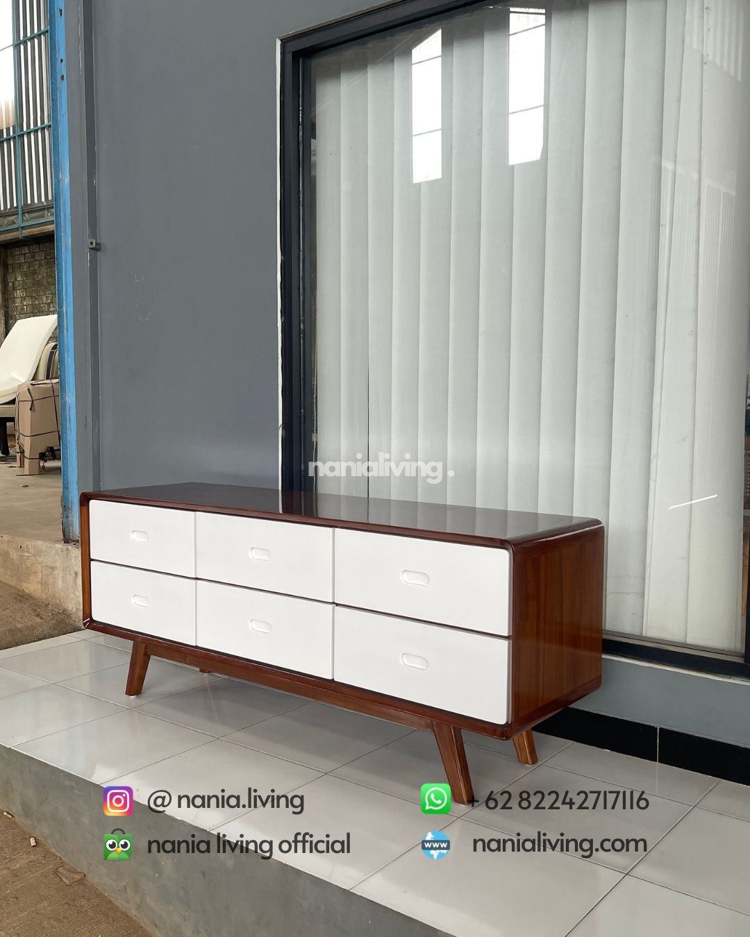 Minimalist Retro Teak Sideboard With 6 Drawers