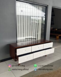 side Minimalist Retro Teak Sideboard With 6 Drawers