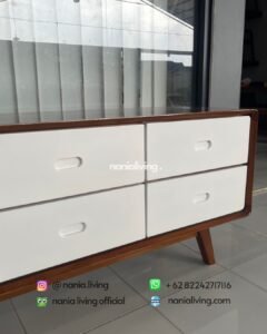 detail Minimalist Retro Teak Sideboard With 6 Drawers