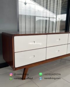 drawer Minimalist Retro Teak Sideboard With 6 Drawers