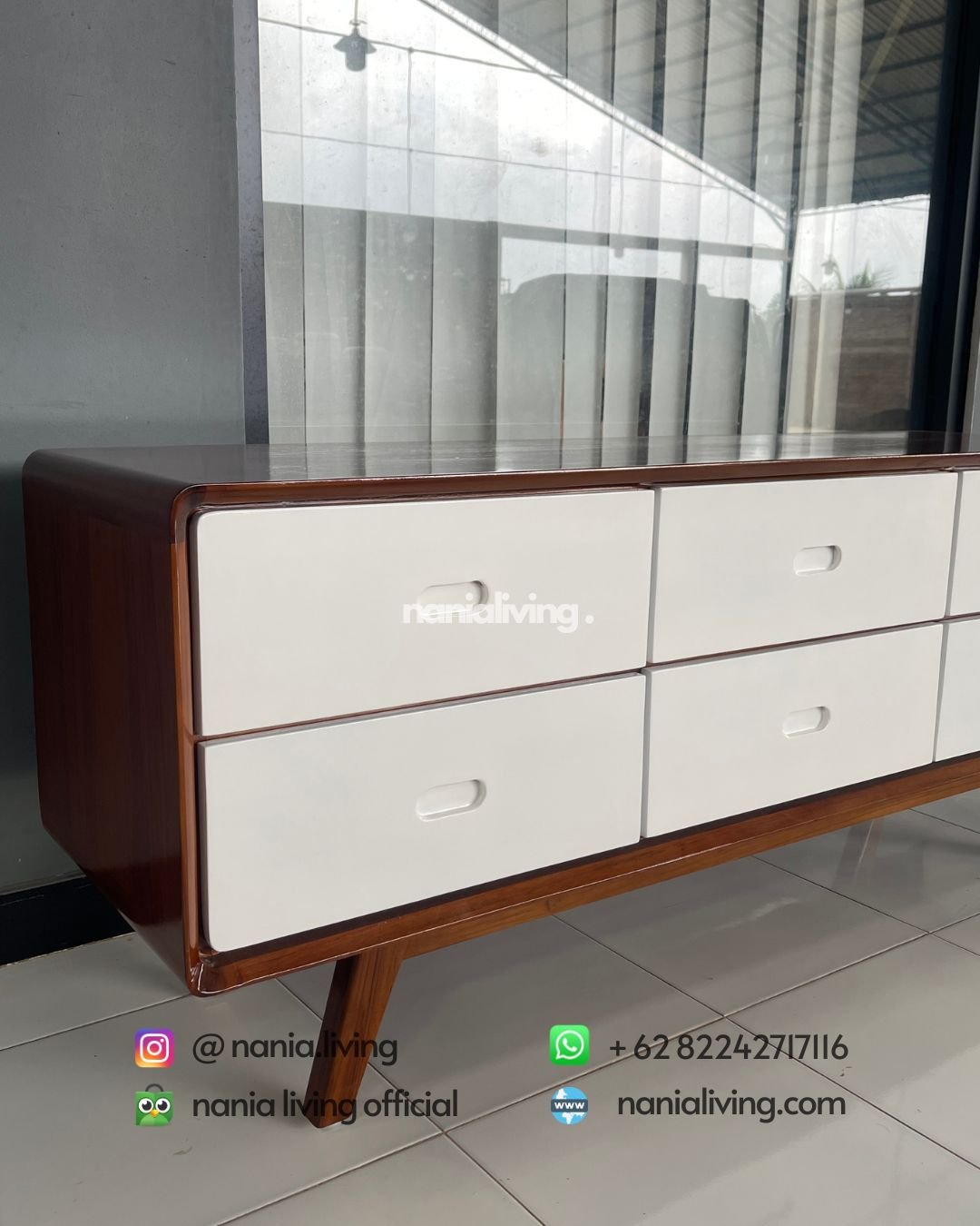 drawer Minimalist Retro Teak Sideboard With 6 Drawers