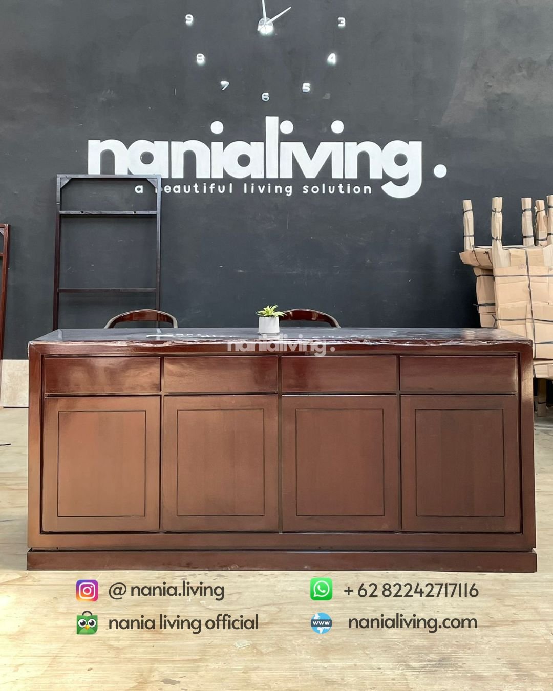 Minimalist teak sideboard with 8 storage drawers (1) nania living