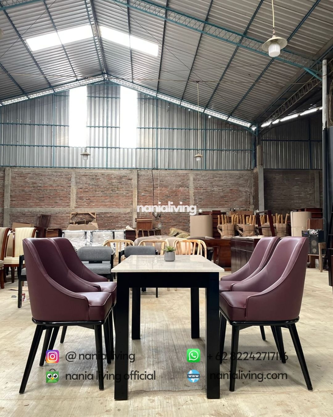 Modern Marble Dining Table With 4 Chairs Purple (4) cv nania bintang utama