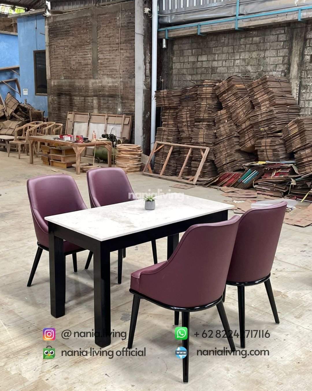 Modern Marble Dining Table With 4 Chairs Purple (5) nanialiving