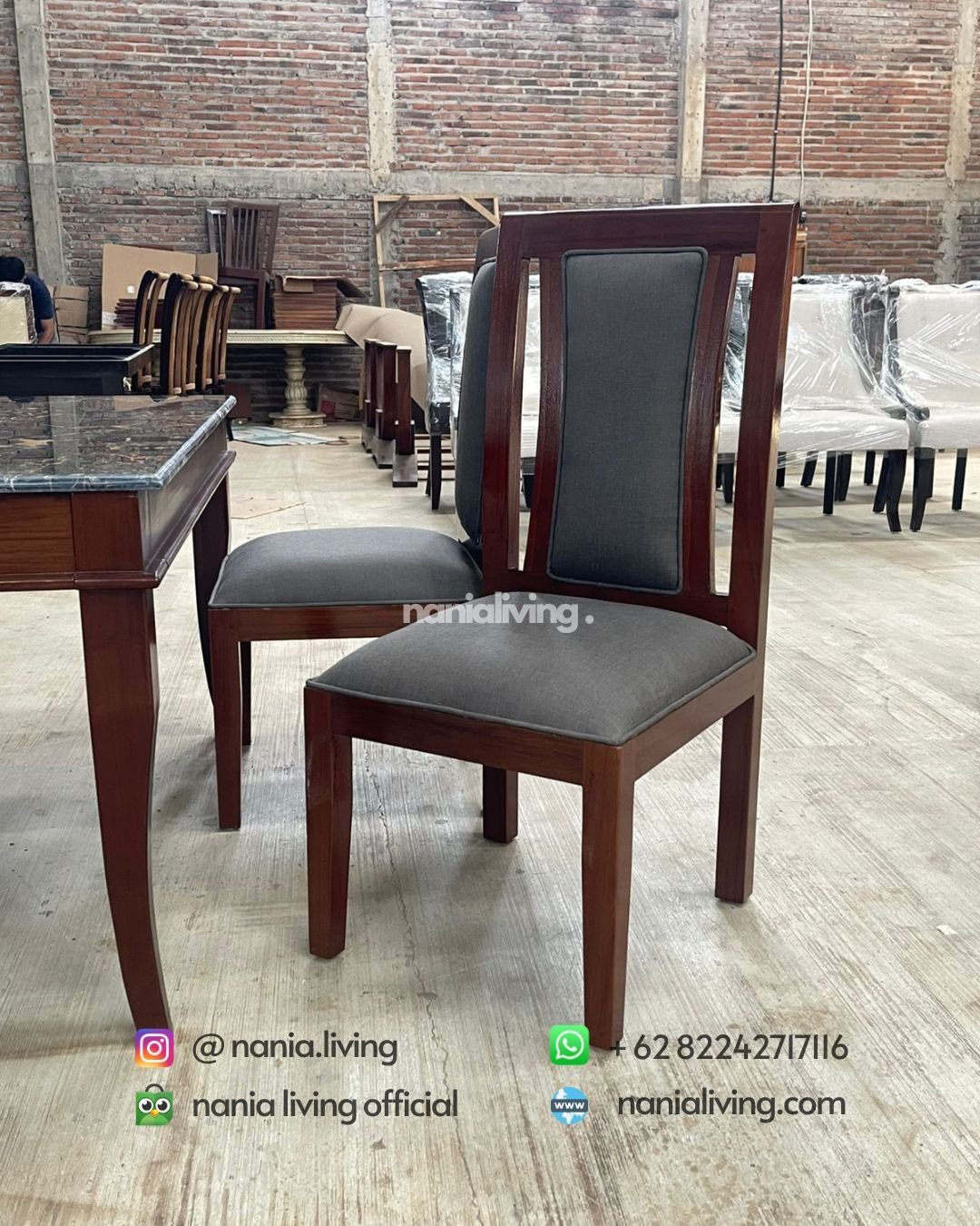 chair Portoro Marble Dining Table With 4 Teak Chairs