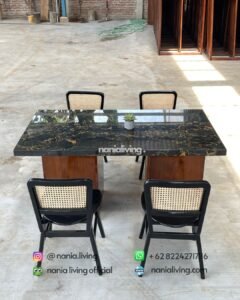 detail Ropan Marble Cafe Dining Table With 4 Chairs