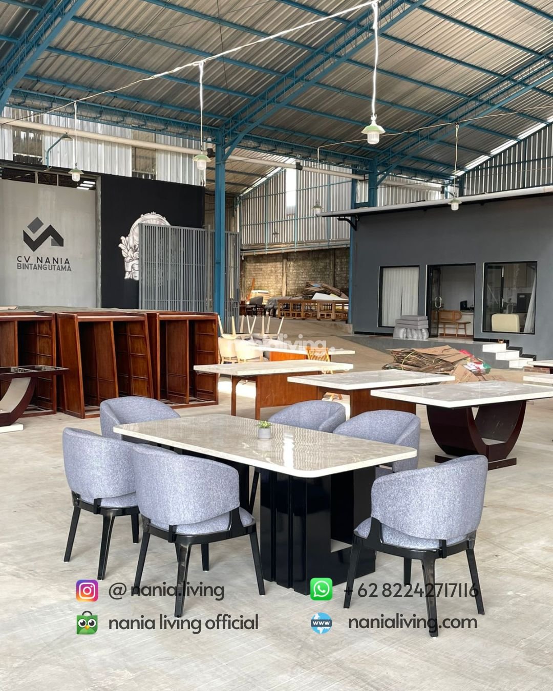Saint Helena Marble Dining Table With 6 Modern Chairs