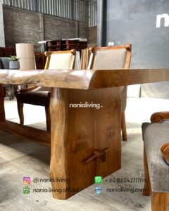 side Solid Teak Dining Table With 6 Luxurious Chairs