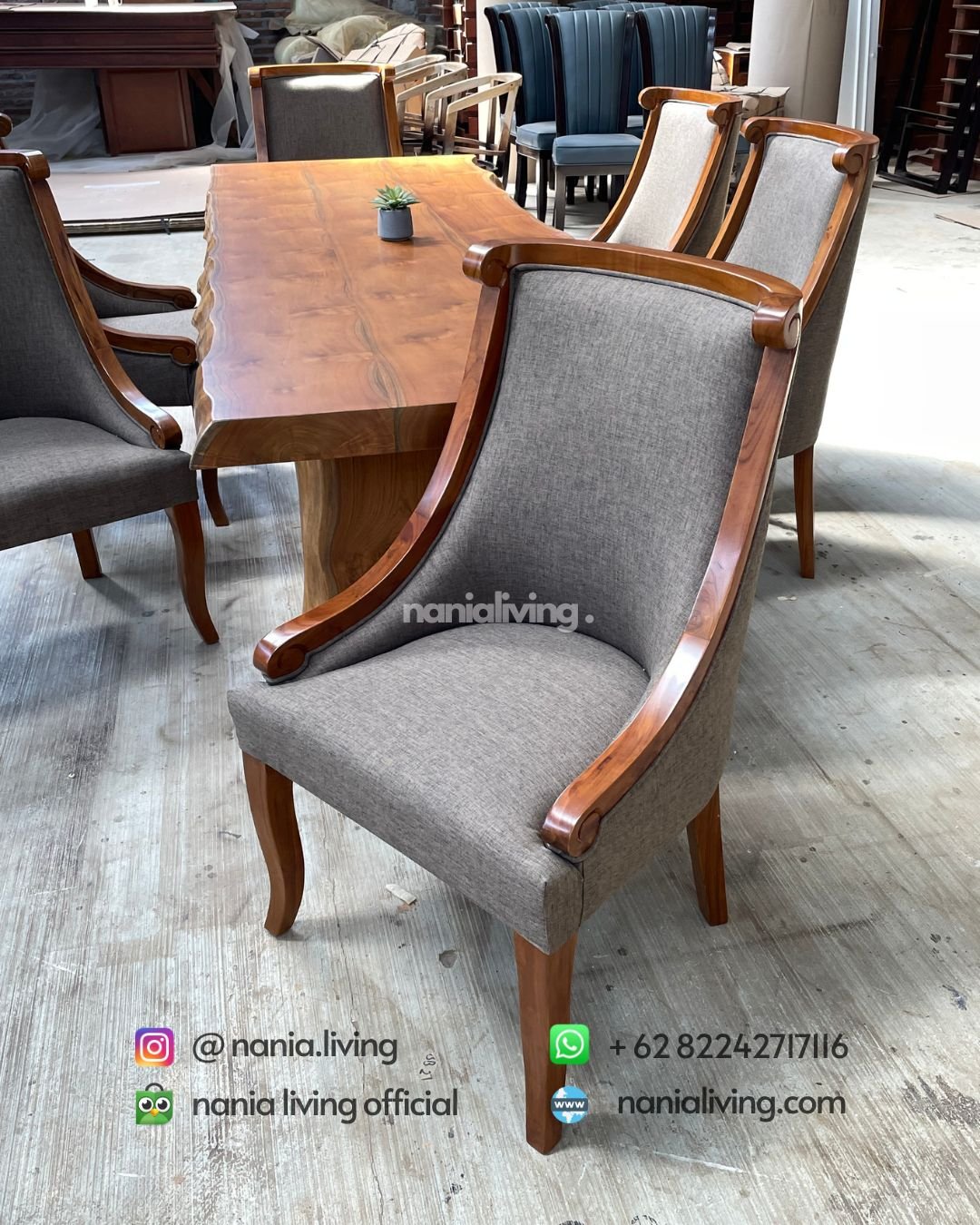 chair Solid Teak Dining Table With 6 Luxurious Chairs