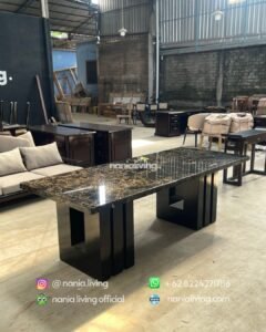 side Stella Dining Table In Portoro Gold Marble Only