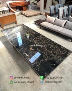 top Stella Dining Table In Portoro Gold Marble Only
