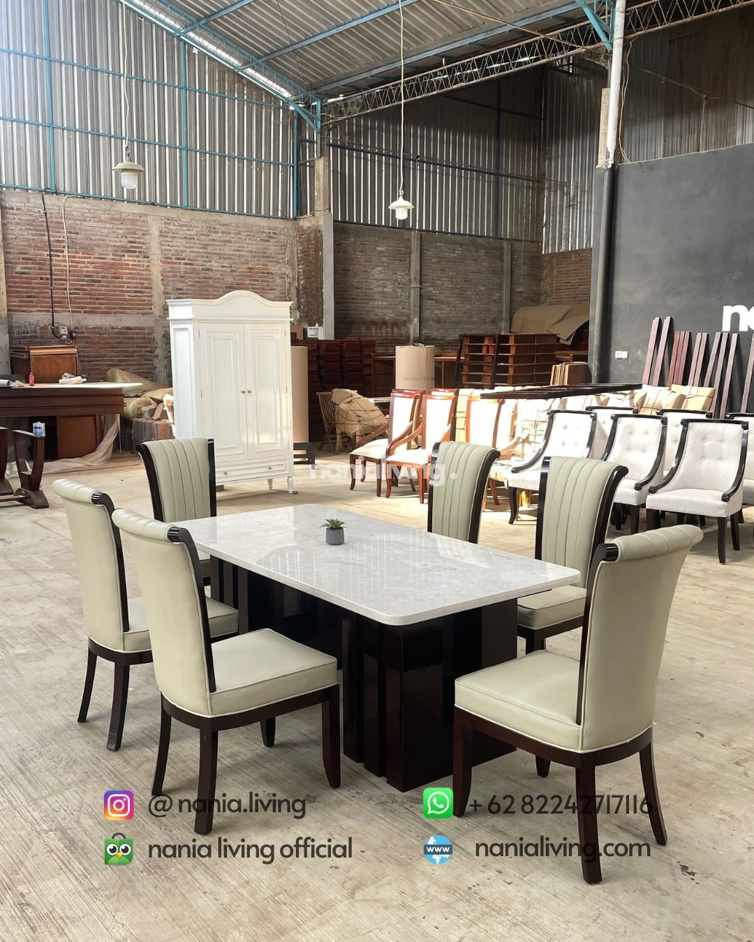 Stella Marble Dining Table With 6 Chairs