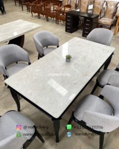 marble Stella Simple Marble Dining Table With 6 Chairs