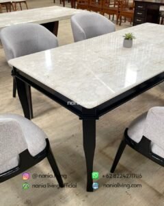 detail Stella Simple Marble Dining Table With 6 Chairs