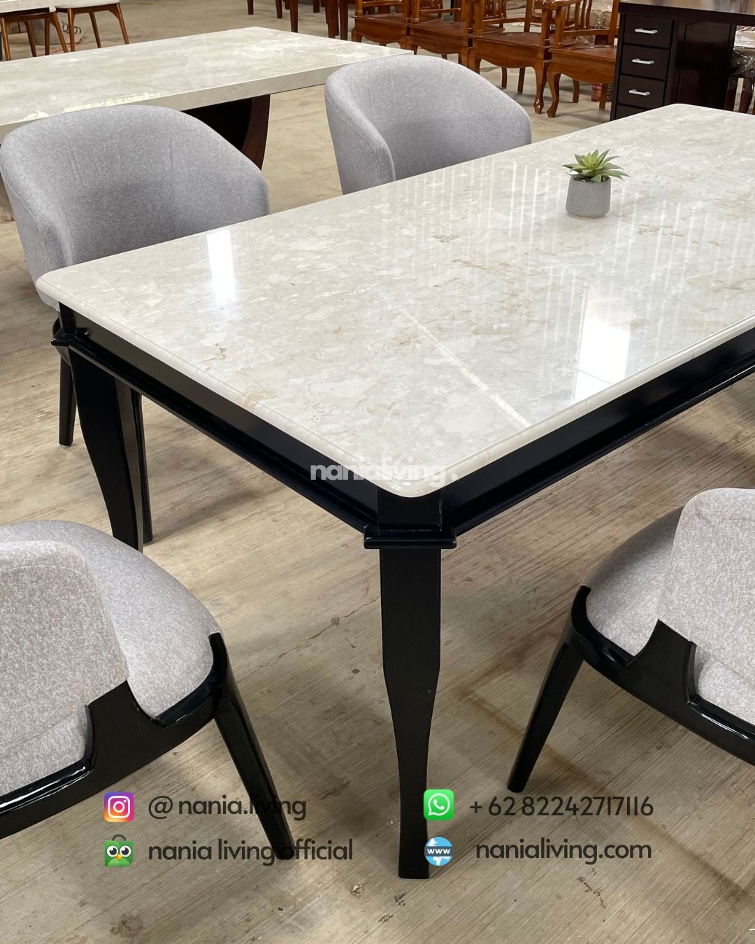 detail Stella Simple Marble Dining Table With 6 Chairs