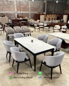 Stella Simple Marble Dining Table With 6 Chairs