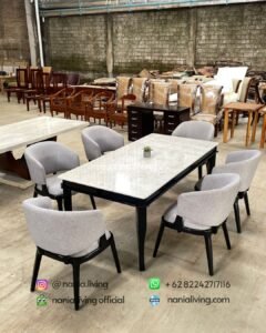 side Stella Simple Marble Dining Table With 6 Chairs