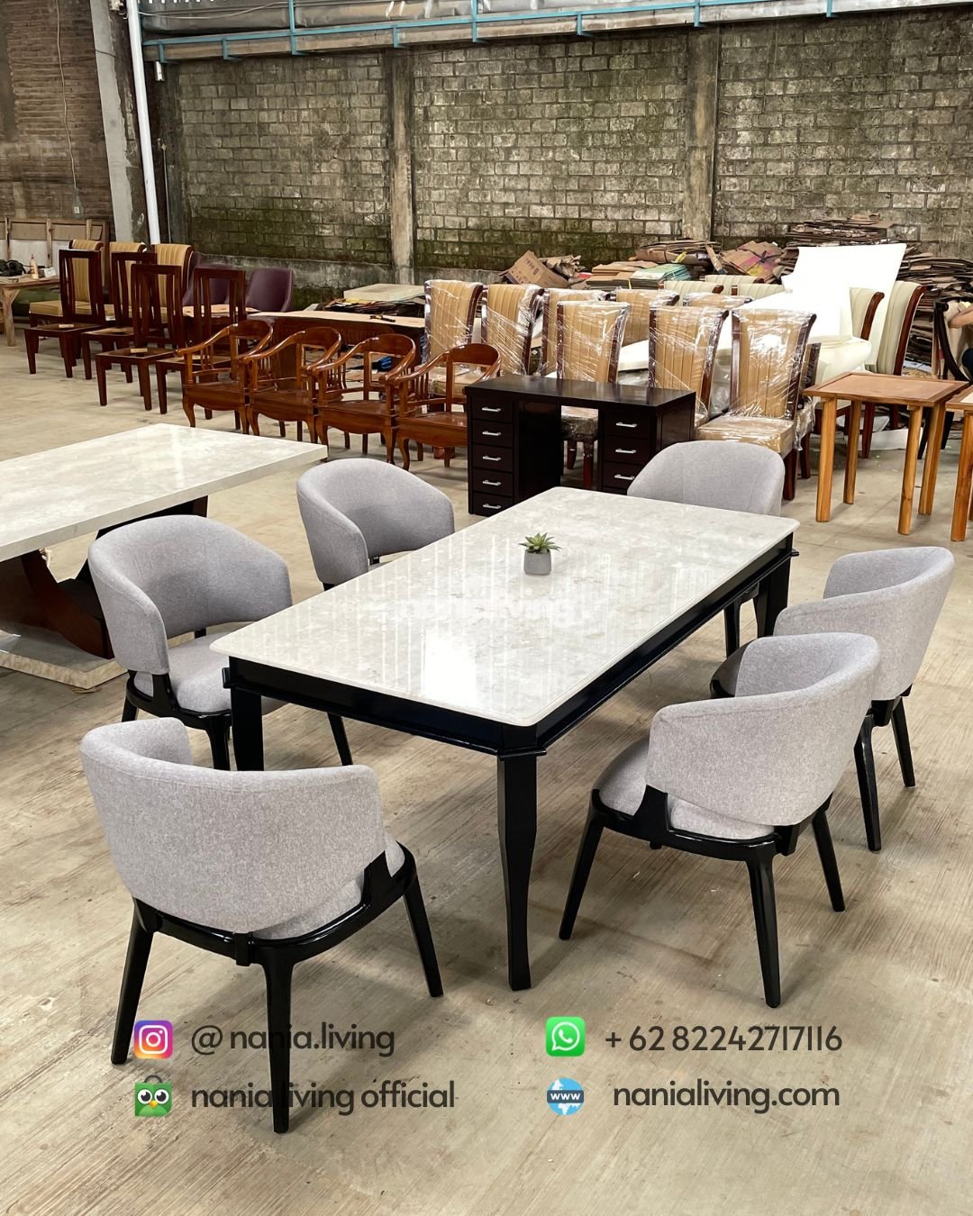 side Stella Simple Marble Dining Table With 6 Chairs