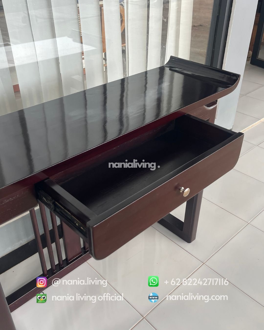 drawer Teak Console Table With Horns And 1 Drawer