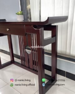 siude Teak Console Table With Horns And 1 Drawer