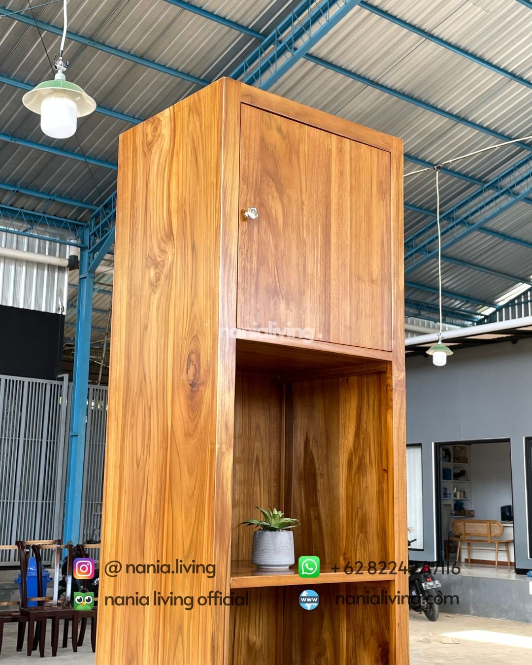 top Natural Teak Display Cabinet