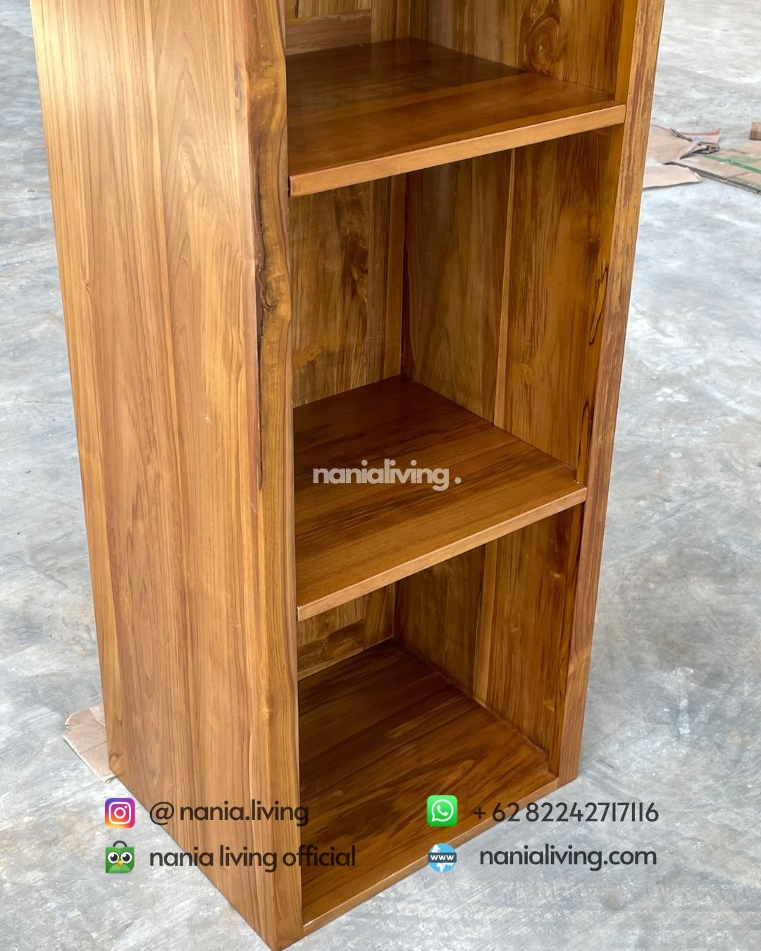 down Natural Teak Display Cabinet