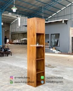 side Natural Teak Display Cabinet