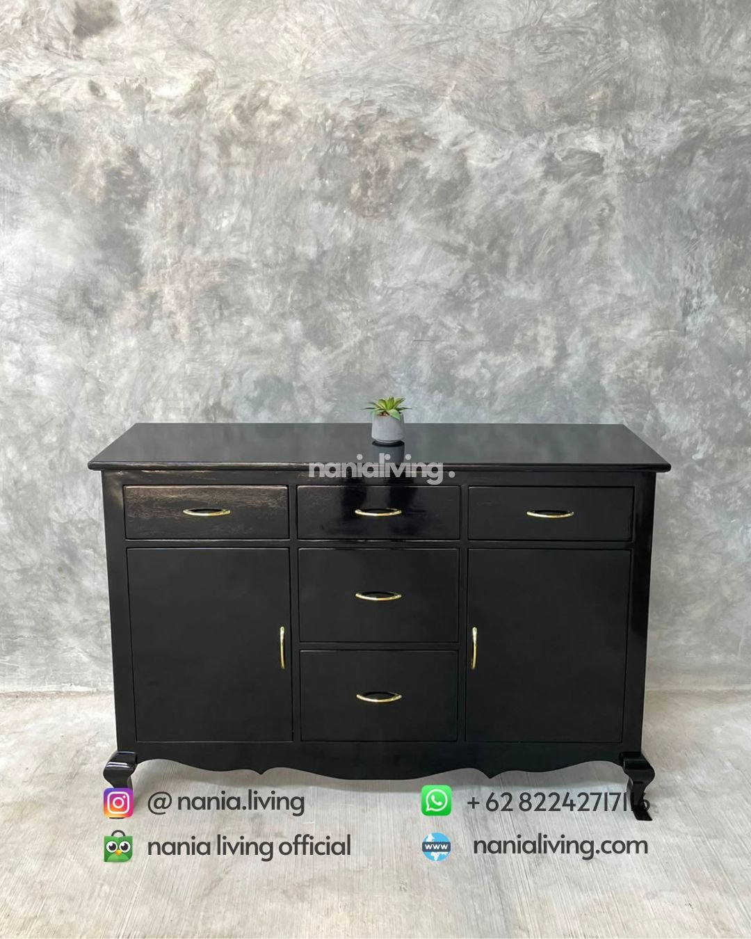 Classic Teak Sideboard With 6 Drawers (1) nanialiving