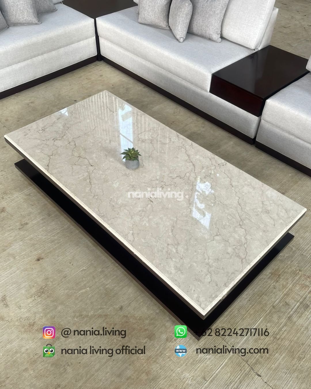 table Large Corner Guest Sofa Set With Marble Table And 2 Drawers