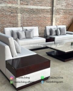 detail Large Corner Guest Sofa Set With Marble Table And 2 Drawers