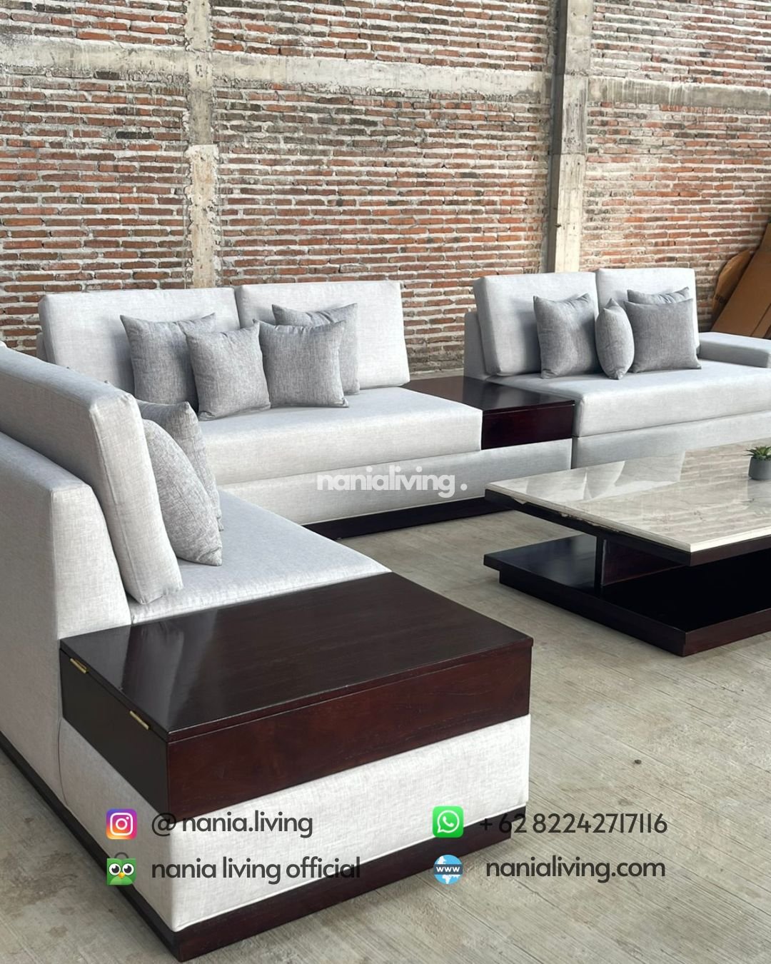 detail Large Corner Guest Sofa Set With Marble Table And 2 Drawers