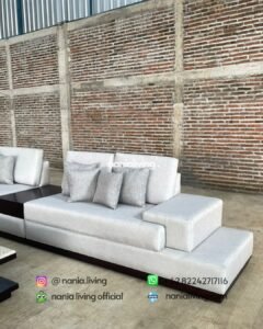 cushion Large Corner Guest Sofa Set With Marble Table And 2 Drawers
