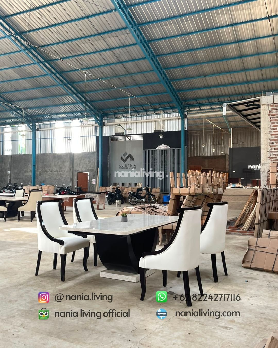 Luxury Dining Table Set With 4 Swivel Chairs (1) nanialiving