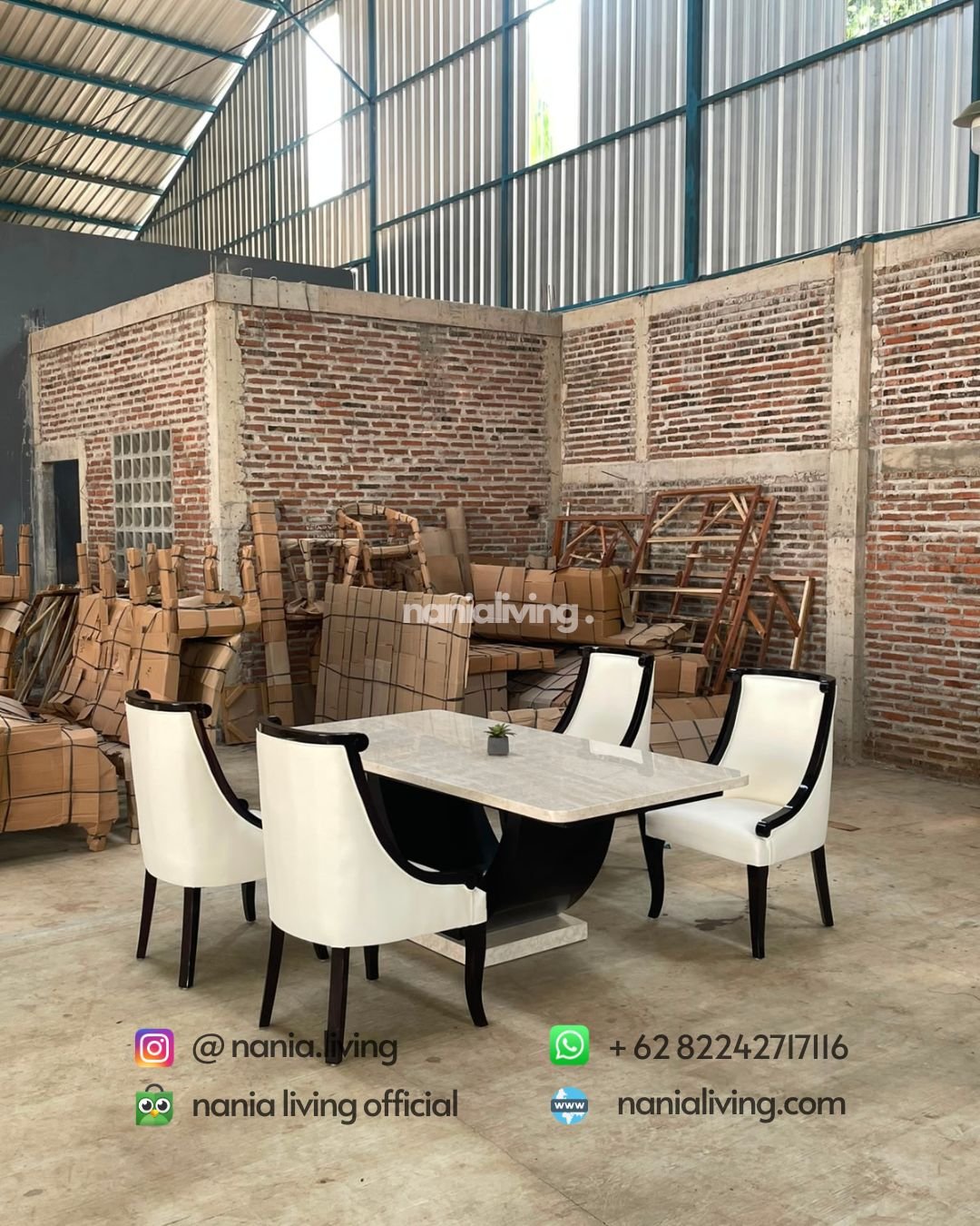 Luxury Dining Table Set With 4 Swivel Chairs (6) cv nania bintang utama