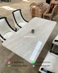 Luxury Dining Table Set With 4 Swivel Chairs