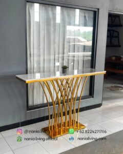 Marble Console Table With Gold-coloured Iron Legs
