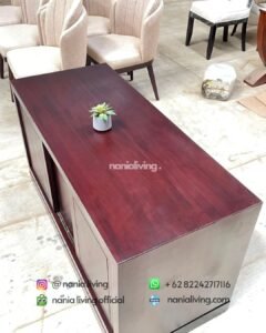 up Minimalist 3-door Sliding Teak Sideboard