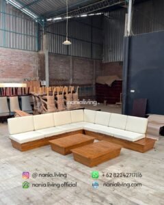 Modern Corner Sofa Set With 2 Tables