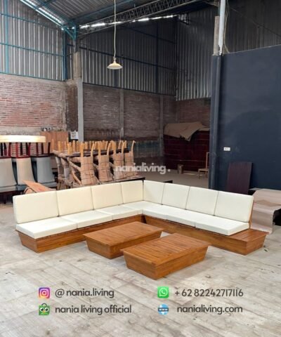 Modern Corner Sofa Set With 2 Tables