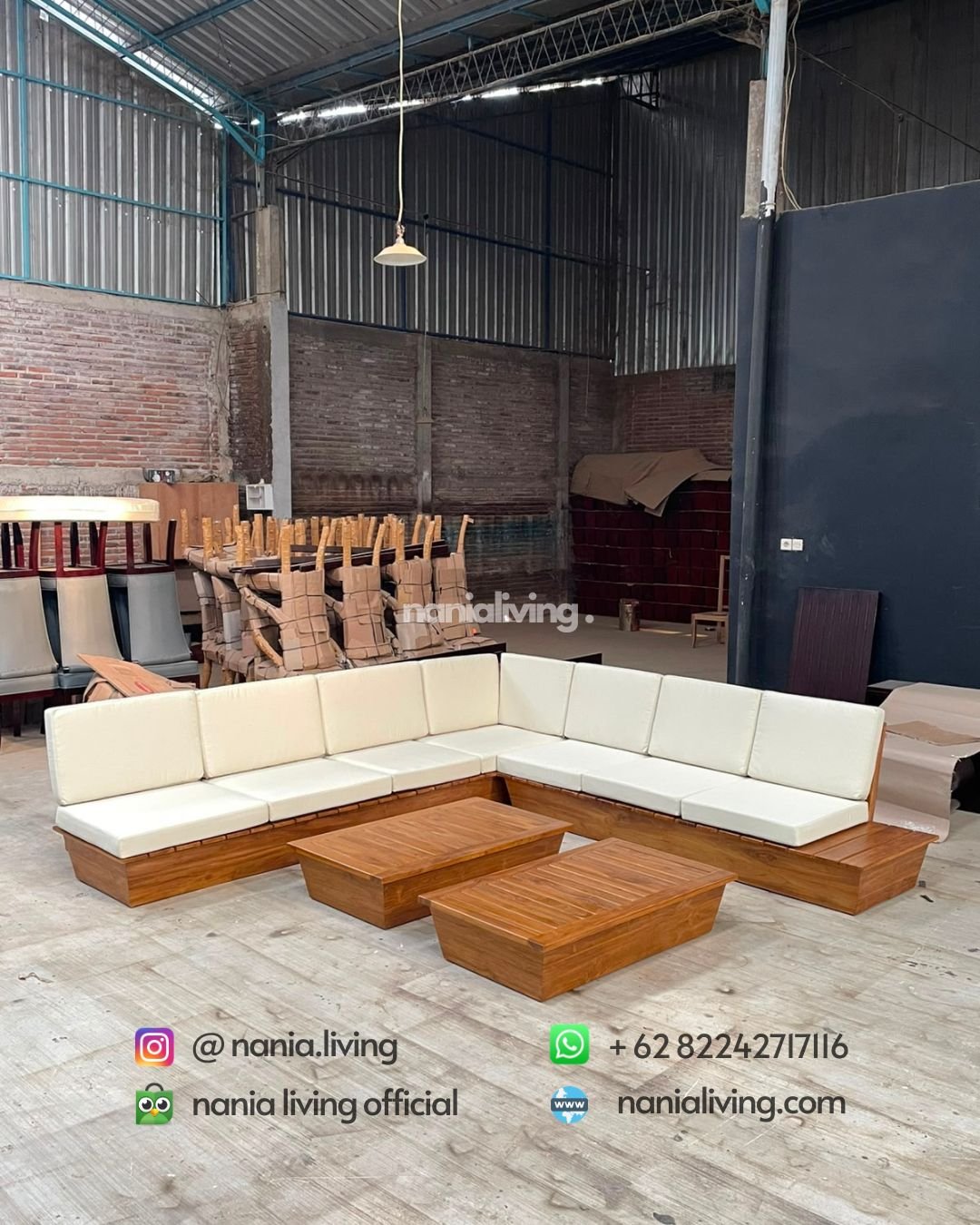 Modern Corner Sofa Set With 2 Tables