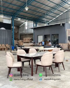 Modern Marble Dining Table Set With 6 Shell-shaped Chairs