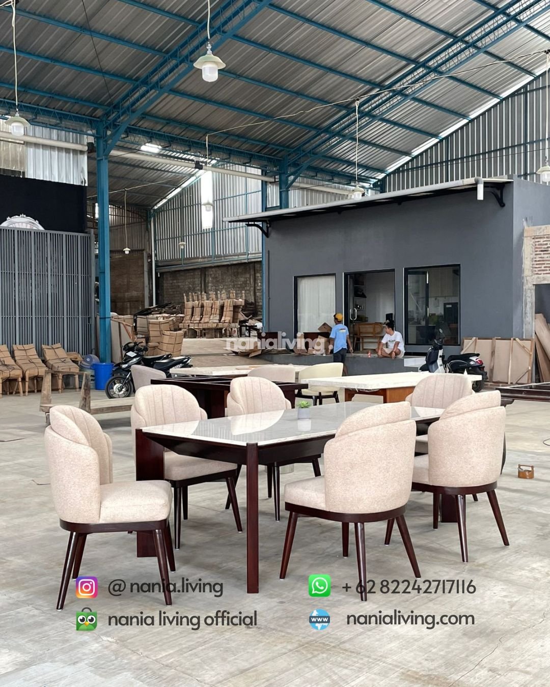 Modern Marble Dining Table Set With 6 Shell-shaped Chairs (2) Modern Marble Dining Table Set With 6 Shell-shaped Chairs
