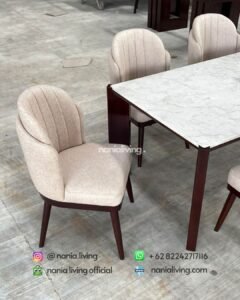detail Modern Marble Dining Table Set With 6 Shell-shaped Chairs