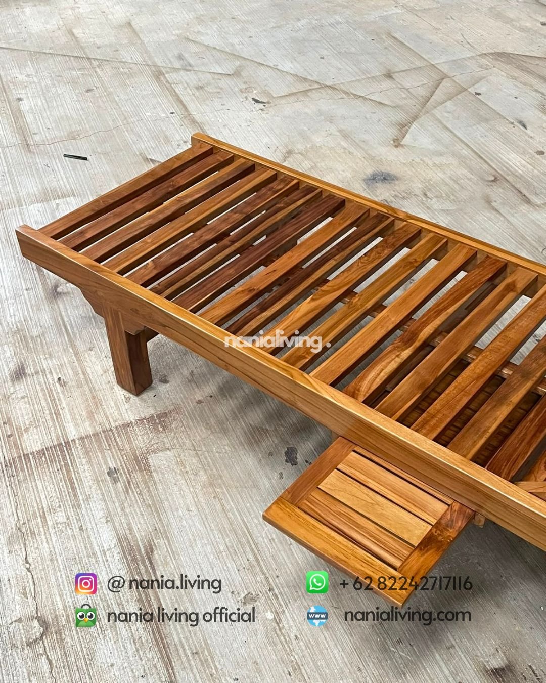 Natural Teak Sun Lounger With Wheels (5) back Natural Teak Sun Lounger With Wheels